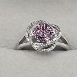 Stunning Purple/white Diamond Swirl Ring